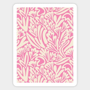 Abstract boho leaf and flower pattern in pink Magnet